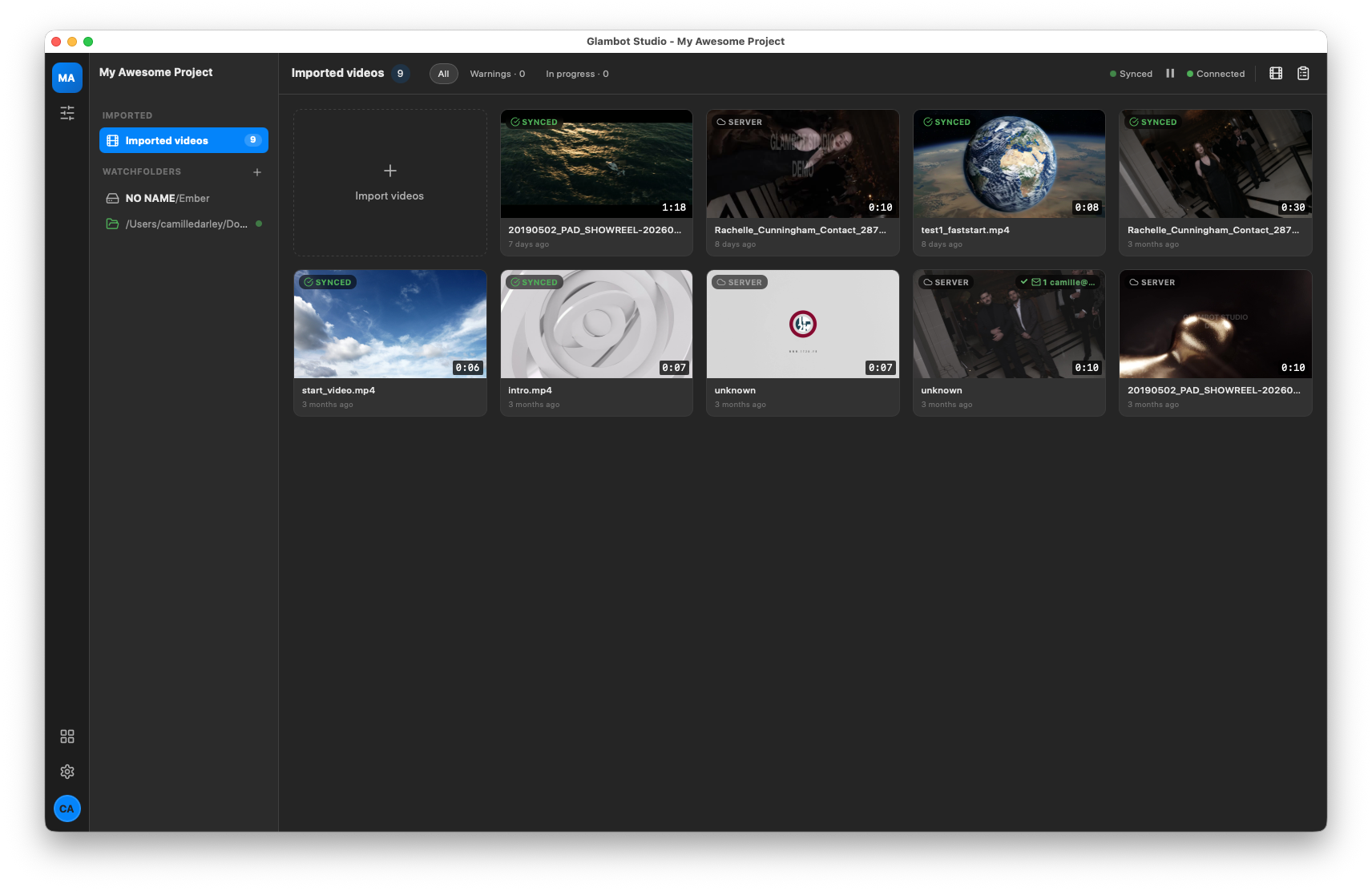 Glambot Studio Desktop Interface