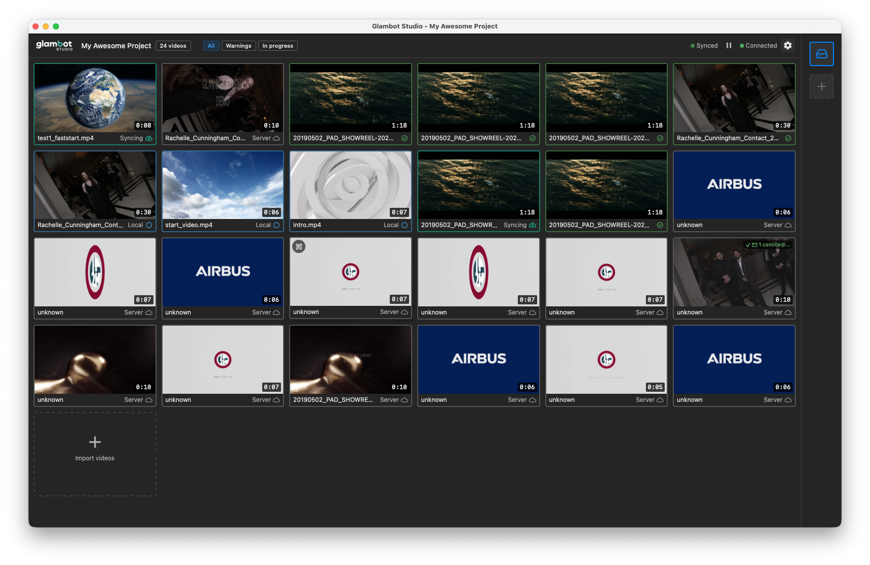 Glambot Studio Desktop Interface